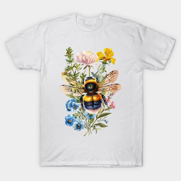Wildflowers and Bumblebee T-Shirt by Mistywisp